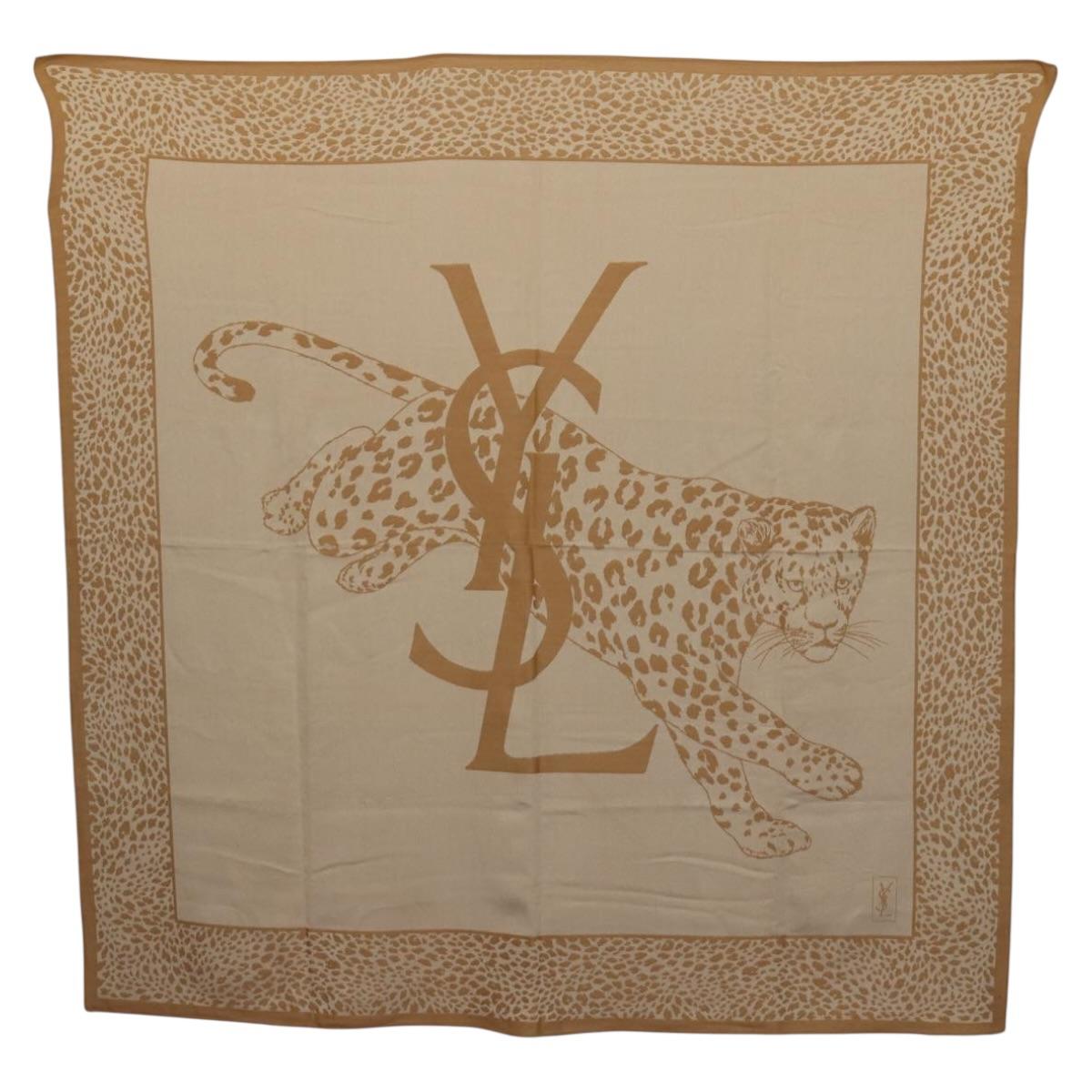 Saint Laurent Animal Pattern Stole Wool Beige