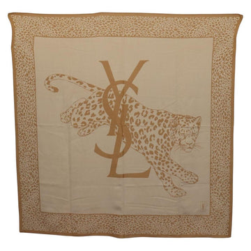 Saint Laurent Animal Pattern Stole Wool Beige