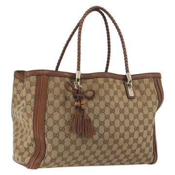 GUCCI GG Canvas Tote Bag Beige Gold 269945 Auth mr2849