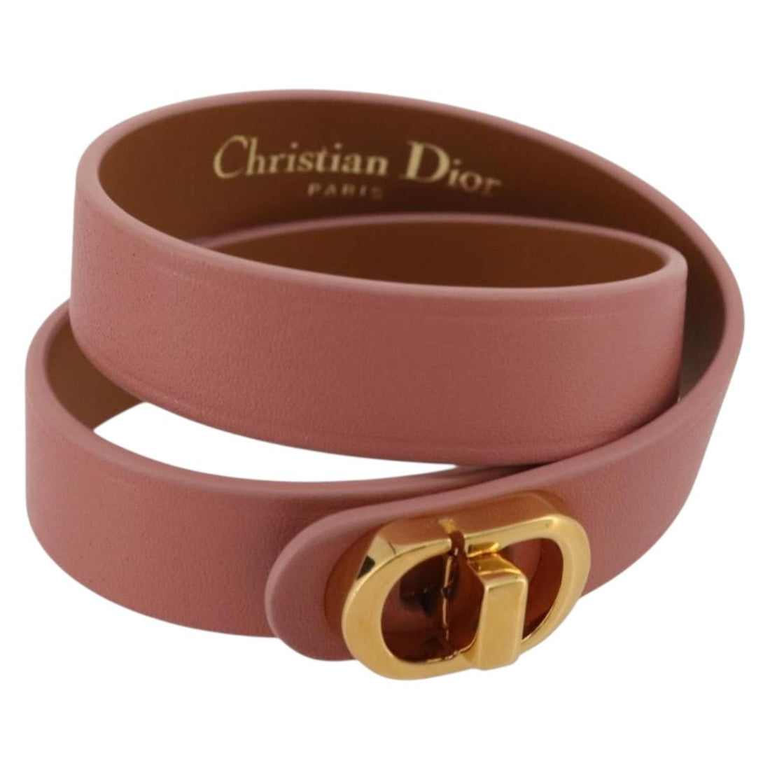 Christian Dior Bracelet Leather Pink Gold