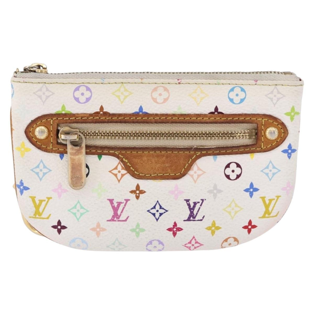 LOUIS VUITTON Monogram Multicolor Pochette MM Pouch White M60028 LV Auth 197193