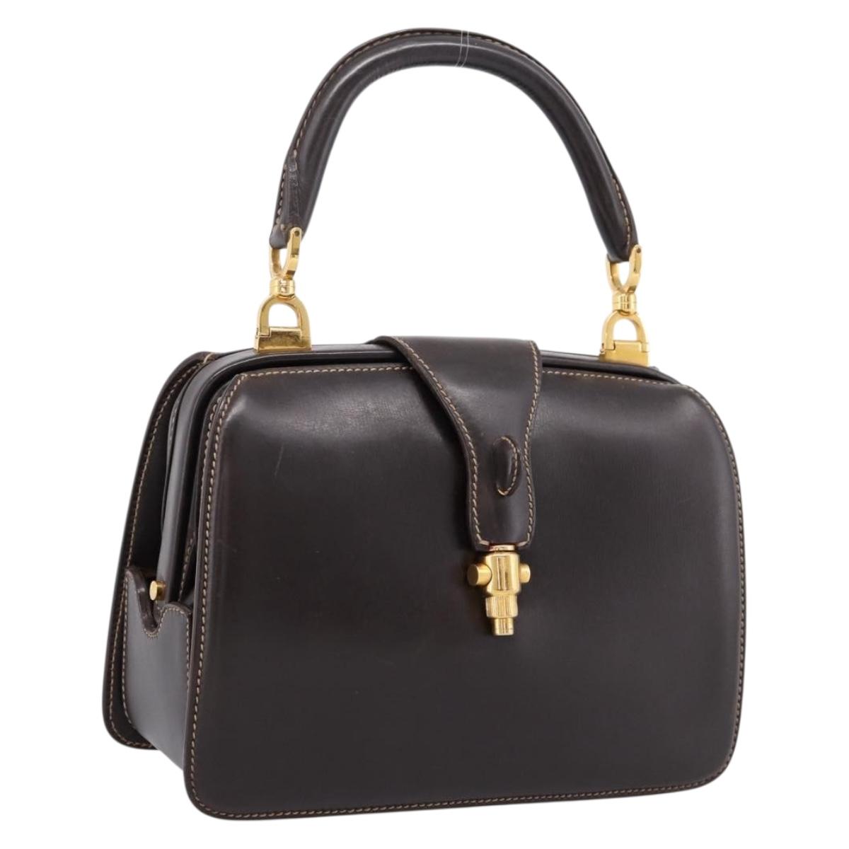 Gucci Handbag Leather Brown Gold