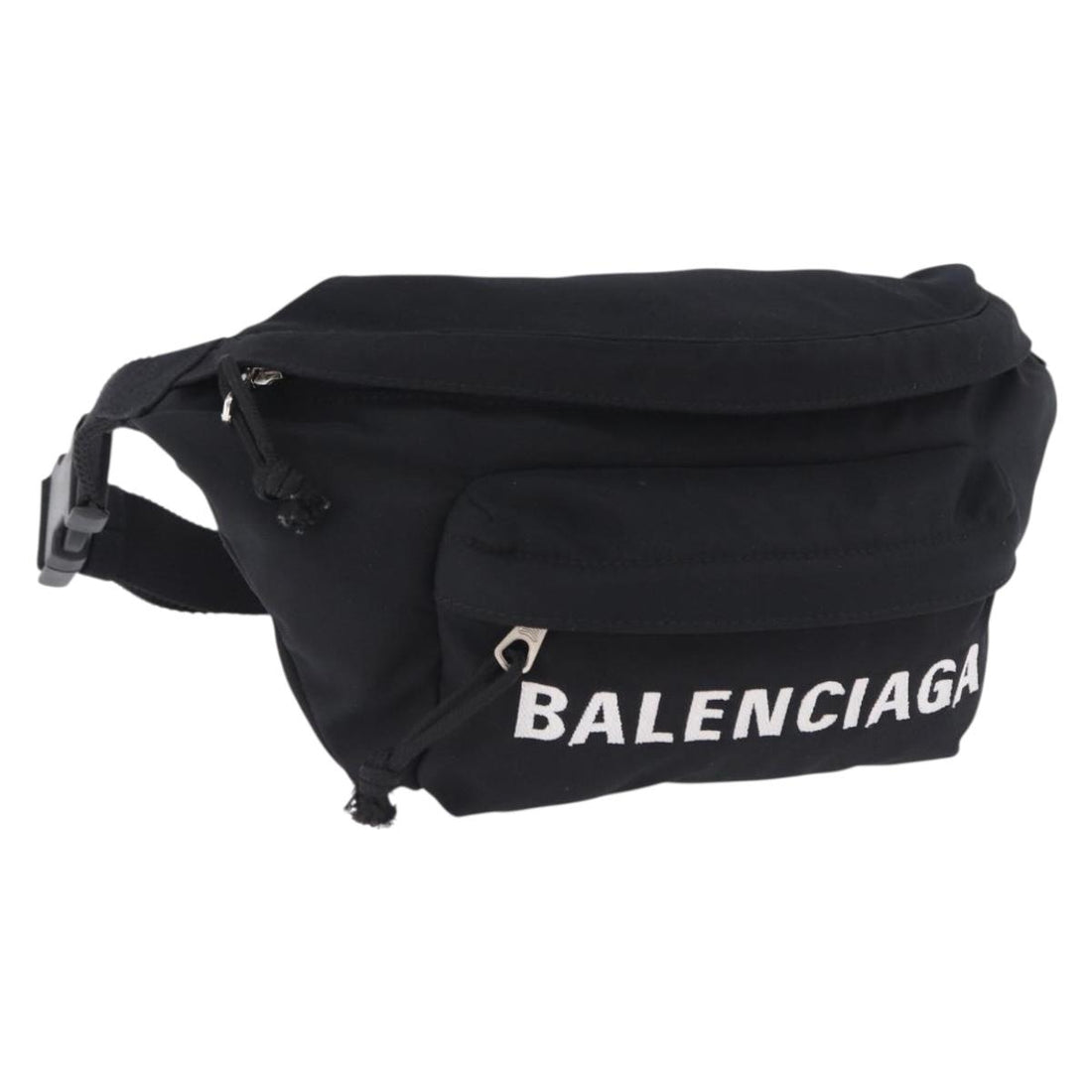 BALENCIAGA Waist Bag Nylon Black Silver 533009 Auth 198730A