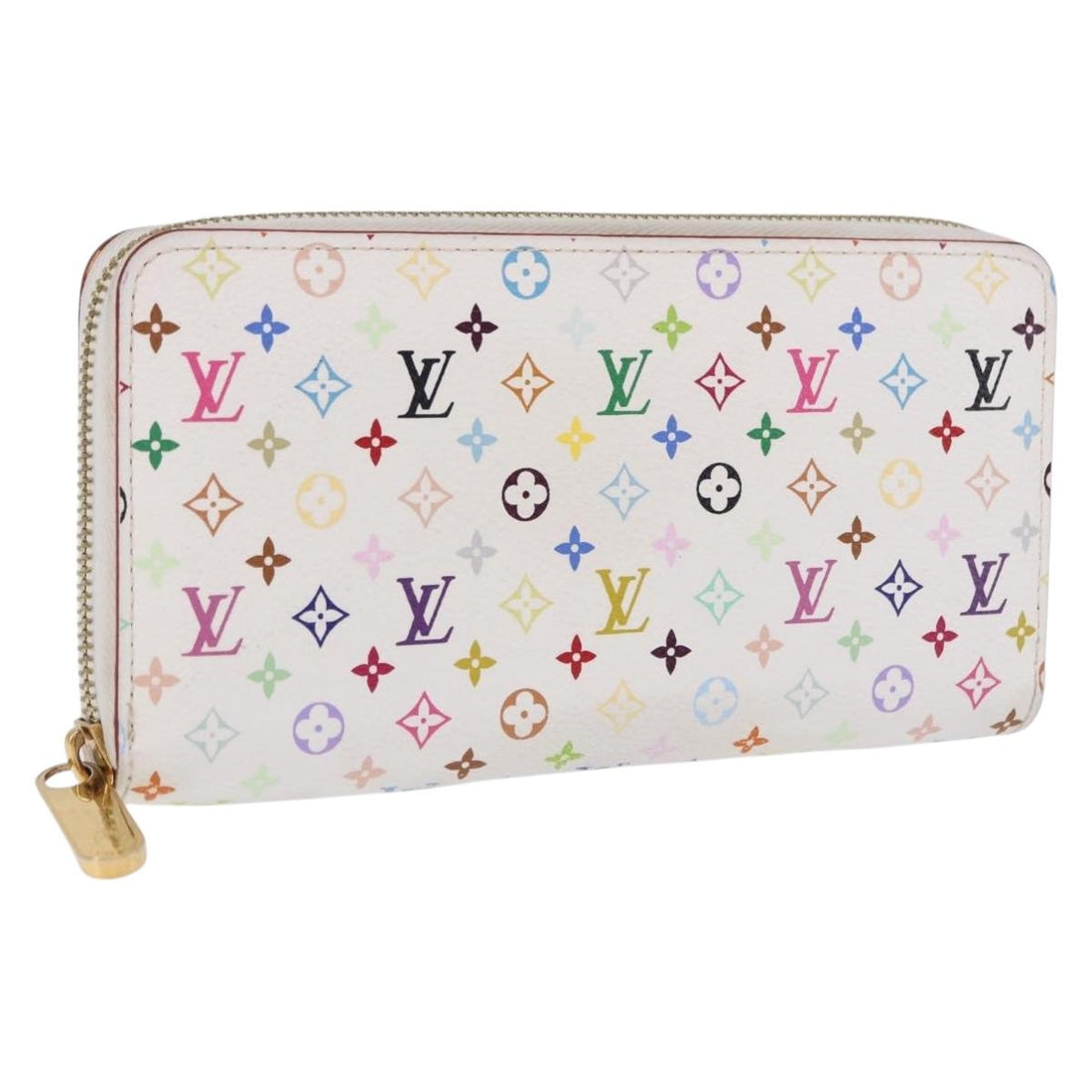 LOUIS VUITTON Monogram Multicolor Zippy Wallet White Orange M60241 Auth BA14910V
