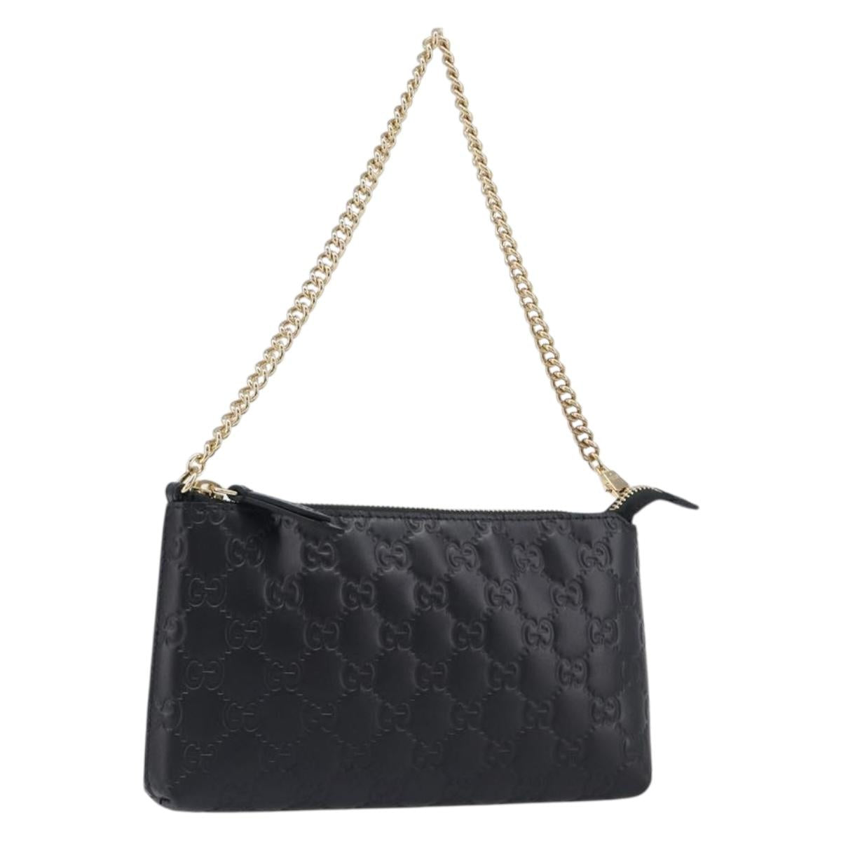 Gucci GG Canvas Guccissima Pouch Leather Black Gold