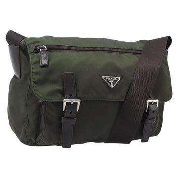 Prada Shoulder Bag Nylon Khaki Silver (Grade C)