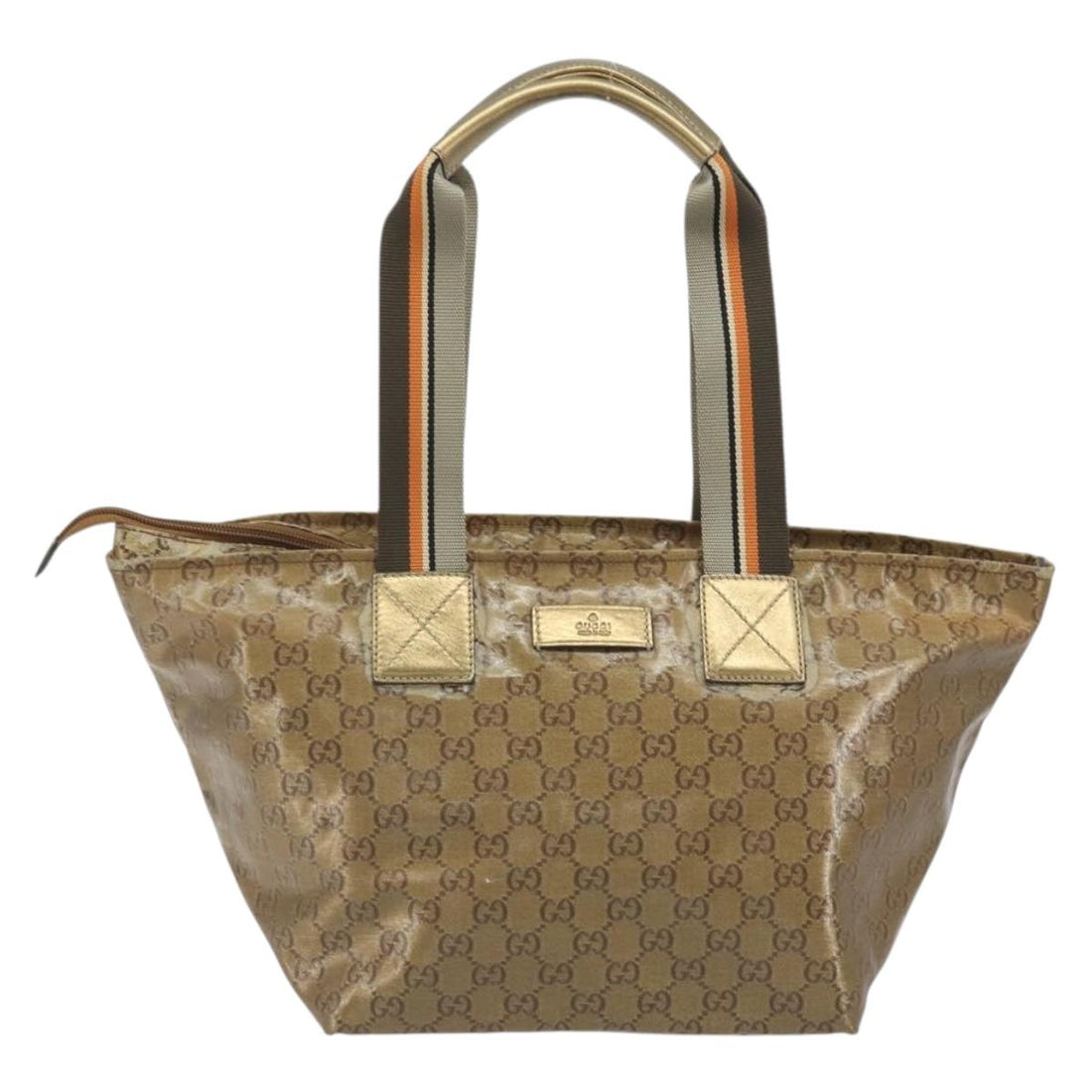 GUCCI GG Canvas GG Crystal Tote Bag Coated Canvas Gold 131230 Auth 196911