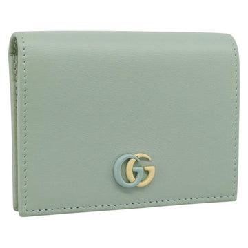 GUCCI GG Marmont Bifold Wallet Leather Green 790055 Auth BA15223M