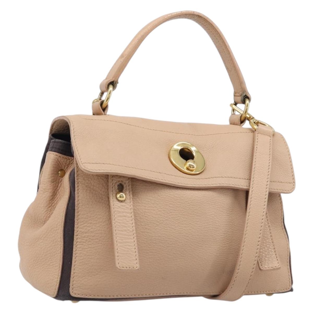 Saint Laurent Muse To Handbag Leather 2way Beige Gold Tone