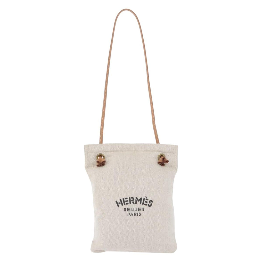 HERMES Aline Shoulder Bag Cotton Beige Gold Auth 196640A