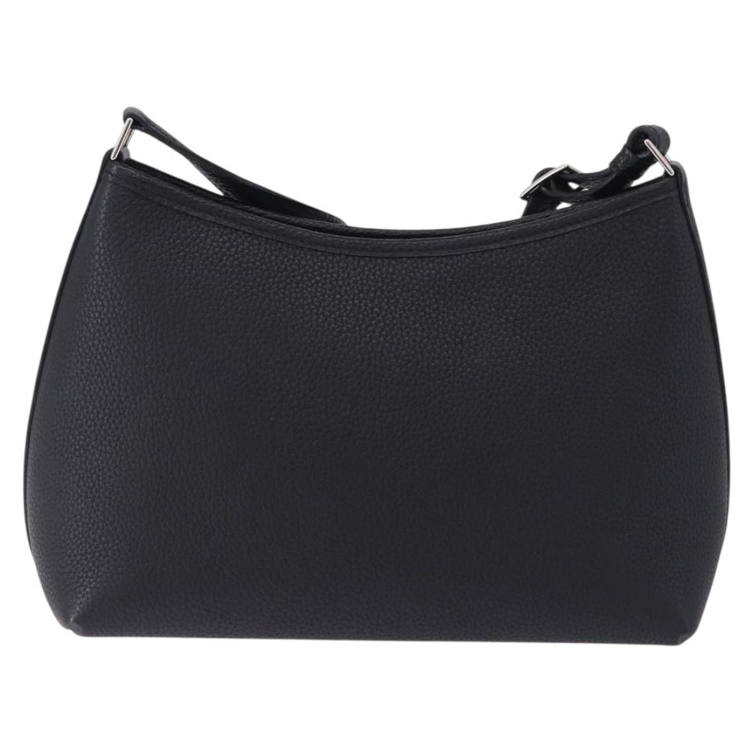 HERMES Berlango Shoulder Bag Leather Black Silver Auth 196666V