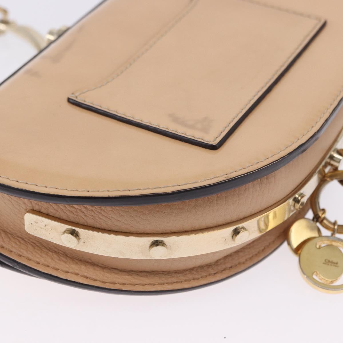 Chloe Nile Minaudire Hand Bag Patent Beige Gold Tone Auth 198468A