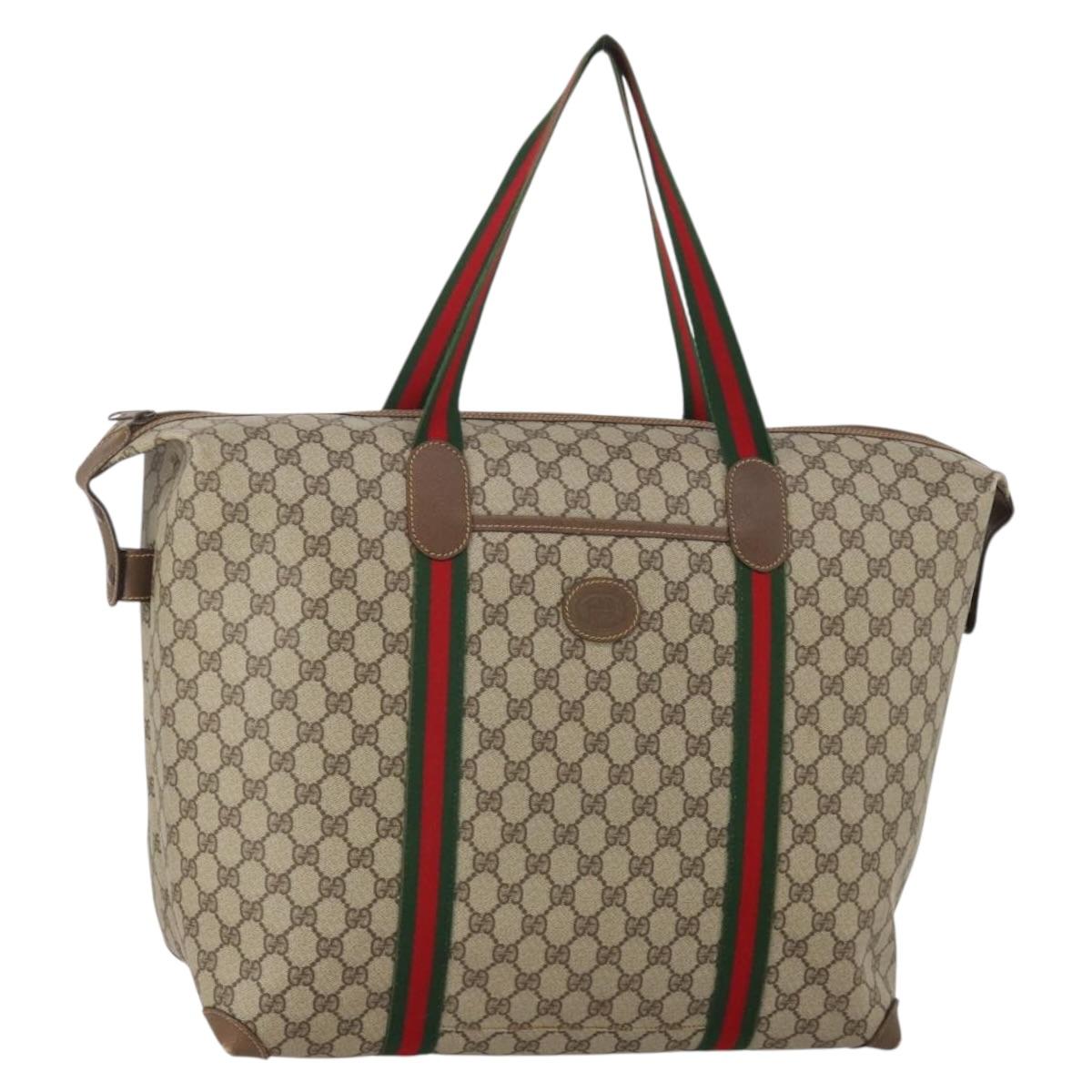 Gucci GG Supreme Web Sherry Line Tote Bag PVC Beige