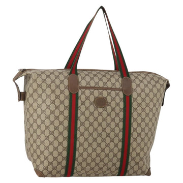Gucci GG Supreme Web Sherry Line Tote Bag PVC Beige