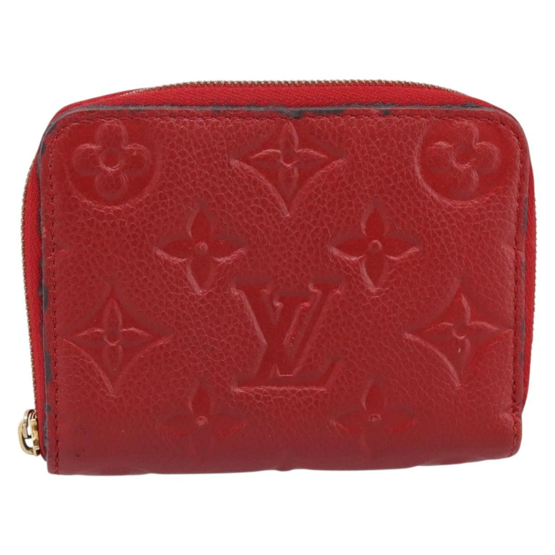 LOUIS VUITTON Monogram Empreinte Zippy Coin Purse Wallet Red M63696 Auth BA15266