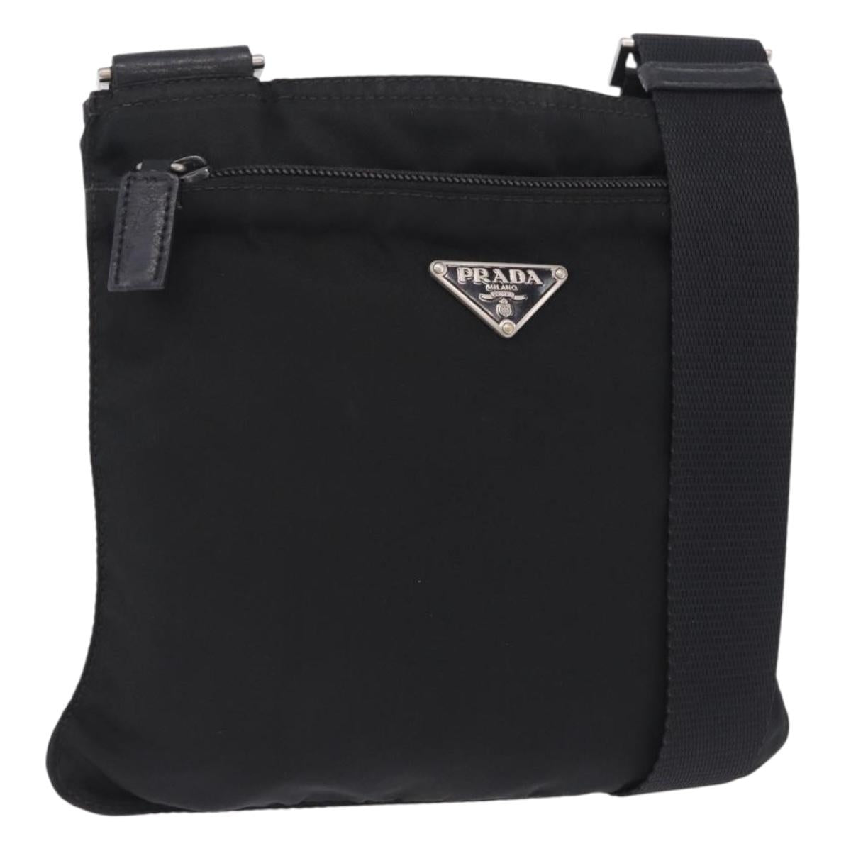 Prada Shoulder Bag Nylon Black Silver (Grade BC)