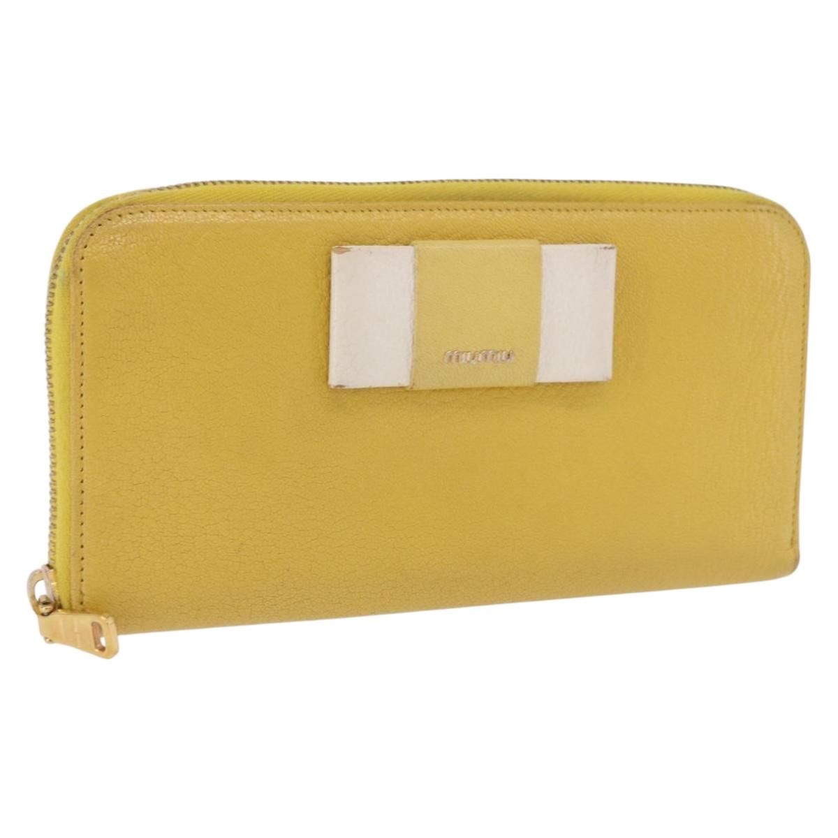 Miu Miu Long Wallet Leather Yellow Gold
