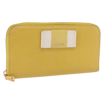 Miu Miu Long Wallet Leather Yellow Gold