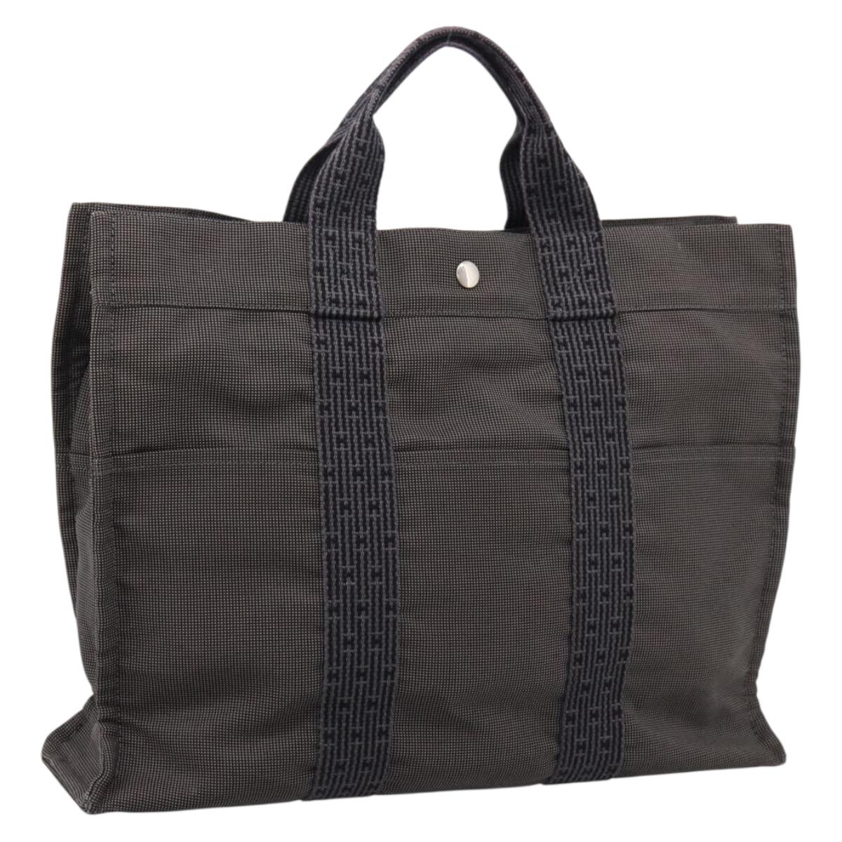 Hermès Her Line MM Handbag Canvas Gray Silver (Grade BC)