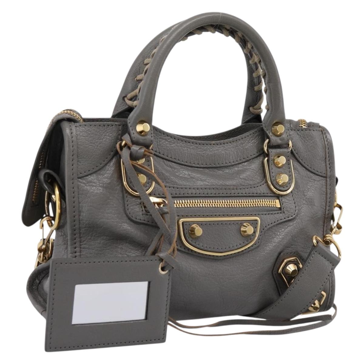 Balenciaga Classic Metal Edge City Handbag Leather Gray