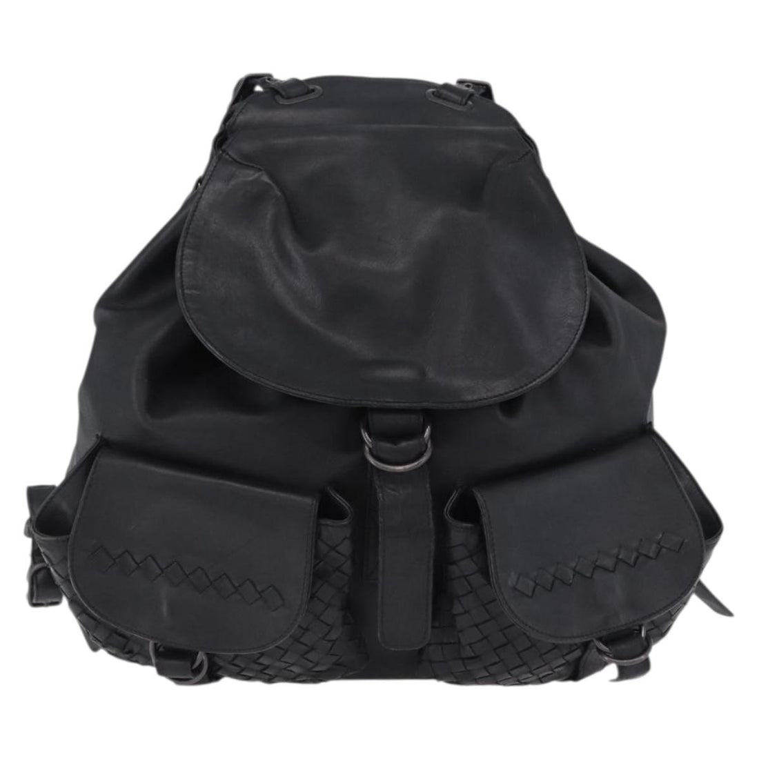 BOTTEGA VENETA INTRECCIATO Backpack Leather Black 155095 Auth bs36676A