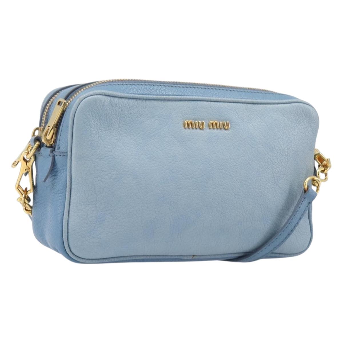 Miu Miu Shoulder Bag Leather Gold Light Blue