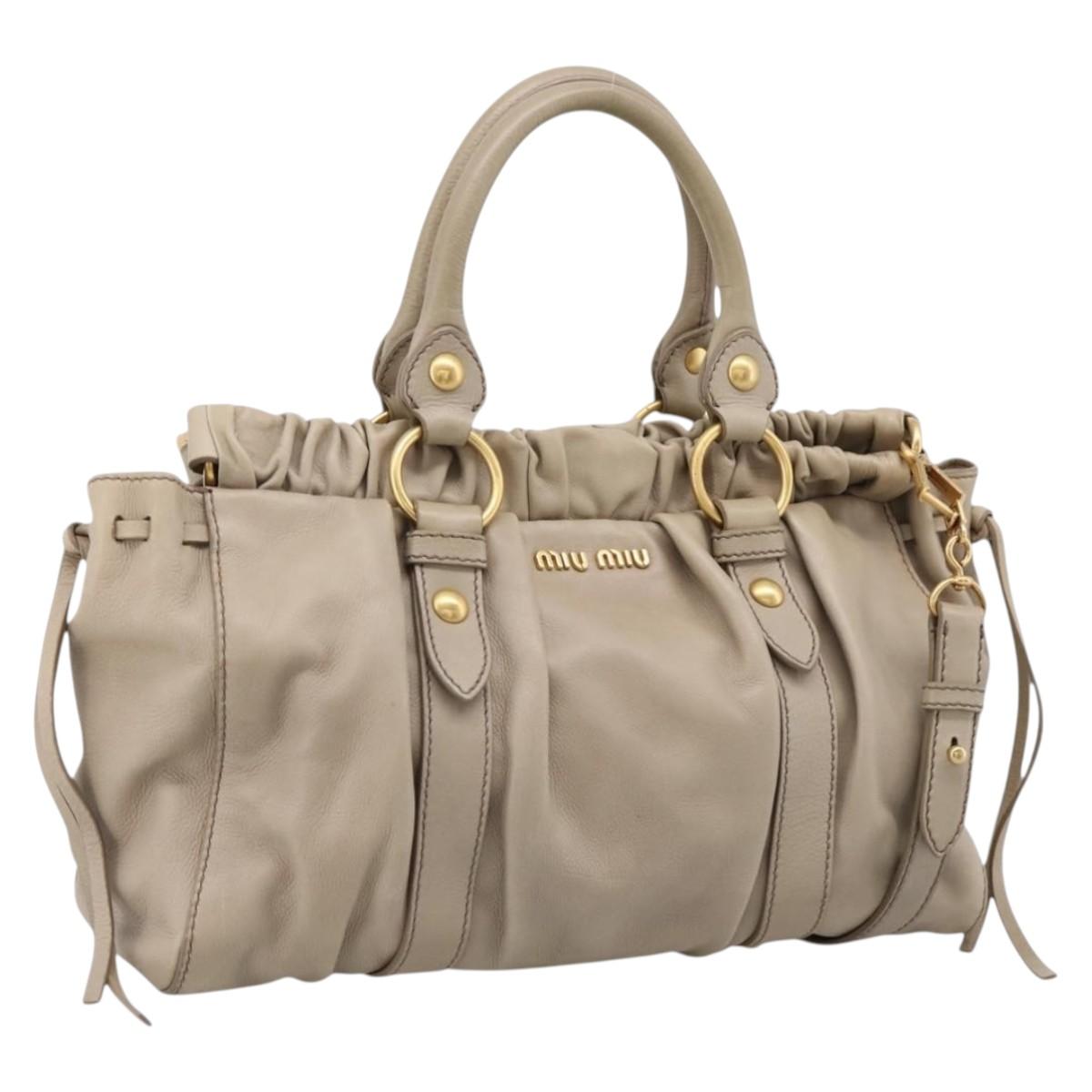 Miu Miu Handbag Leather 2way Beige Gold (Grade B)