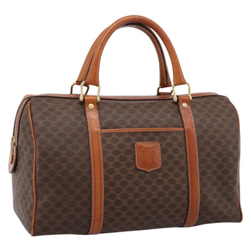 CELINE Macadam Canvas Hand Bag PVC Leather Brown Gold Auth BA15189A