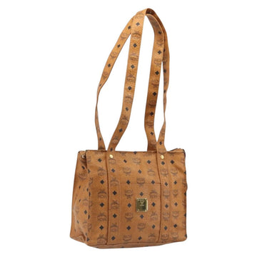 MCM Vicetos Logogram Tote Bag PVC Leather Brown Gold Auth 198311