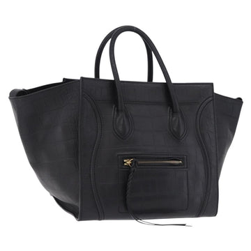 Celine Luggage Phantom Shopper Handbag Leather Black Gold Tone