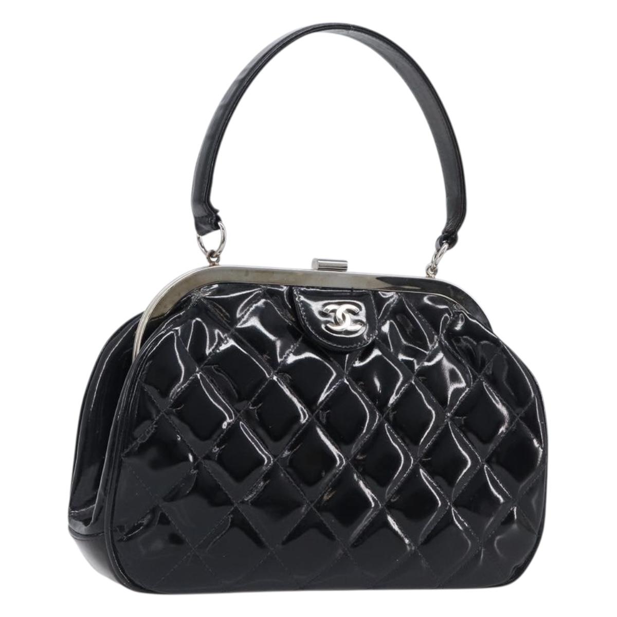 Chanel Matelasse Handbag Patent leather Black Silver CC