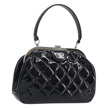 Chanel Matelasse Handbag Patent leather Black Silver CC