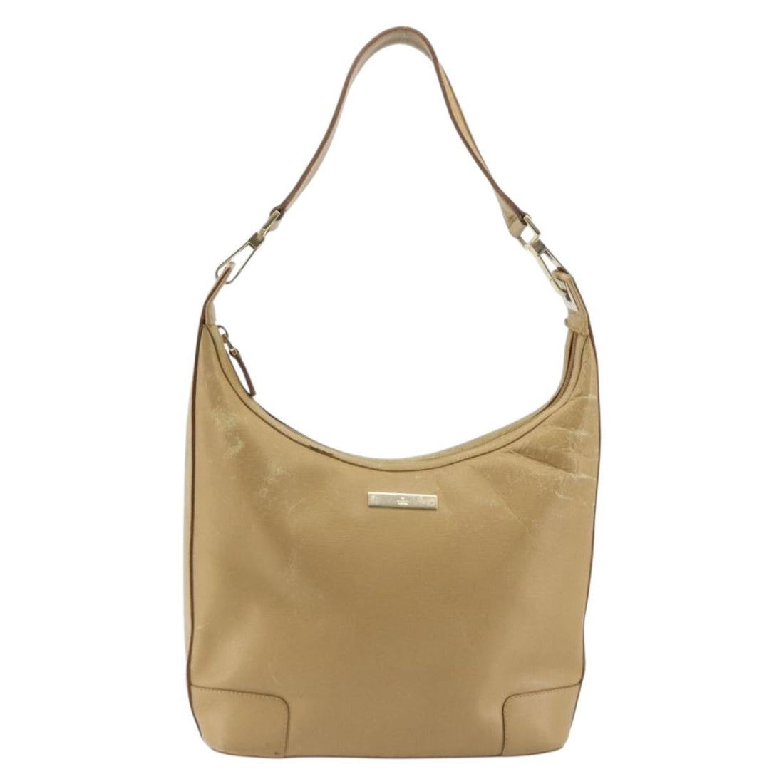 GUCCI Shoulder Bag Leather Beige Gold 001 4204 Auth 198453