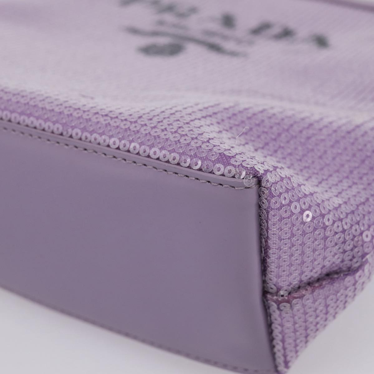 PRADA Hand Bag Mesh Sequins Purple Silver Auth mr2840