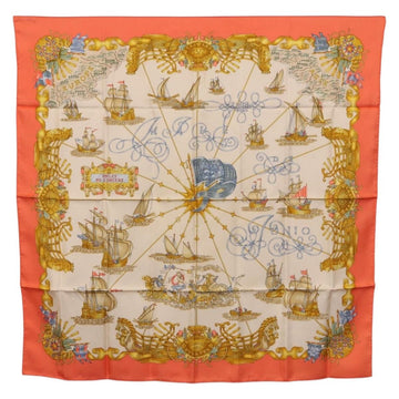 Hermès Carre 90 Scarf Silk "VOILES DE LUMIERE" Orange