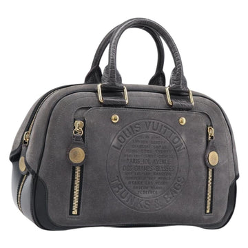 Louis Vuitton Stamp Bag PM Handbag Suede Gray Gold