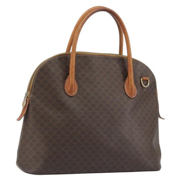 CELINE Macadam Canvas Hand Bag PVC Leather Brown Gold Auth mr2823