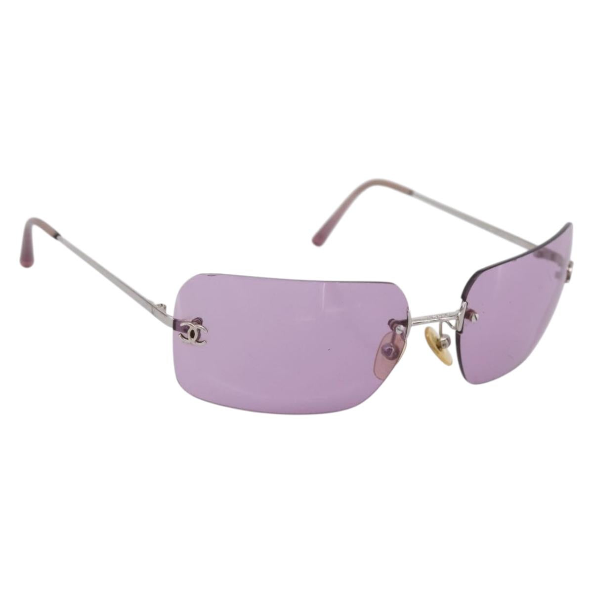 Chanel Sunglasses Metal Purple Silver CC