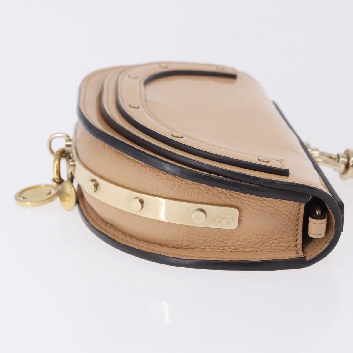 Chloe Nile Minaudire Hand Bag Patent Beige Gold Tone Auth 198468A