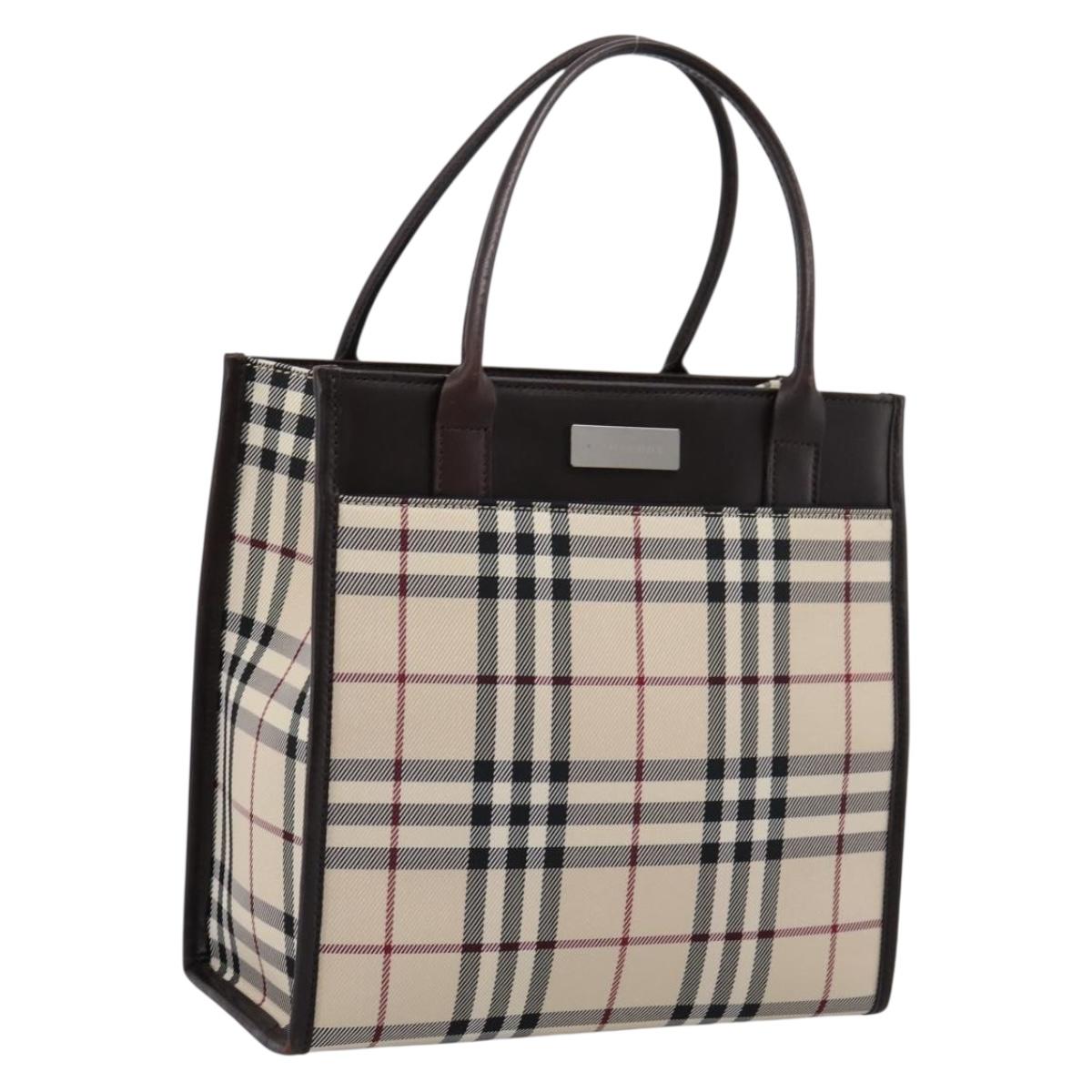 Burberry Nova Check Handbag Canvas Beige Silver (Grade A)