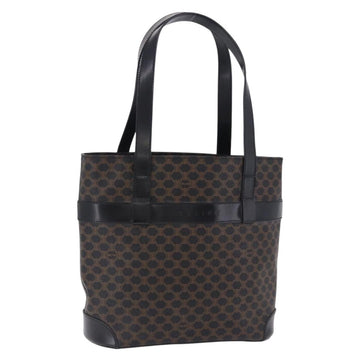 CELINE Macadam Canvas Hand Bag PVC Leather Black Gold Auth 196702
