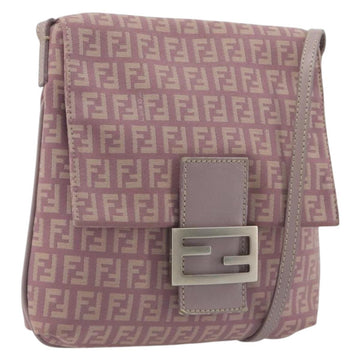FENDI Zucchino Canvas Mamma Baguette Shoulder Bag Purple 8BT075 Auth BA14896A