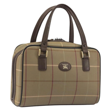 Burberrys Nova Check Hand Bag Canvas Brown Gold Auth 198681