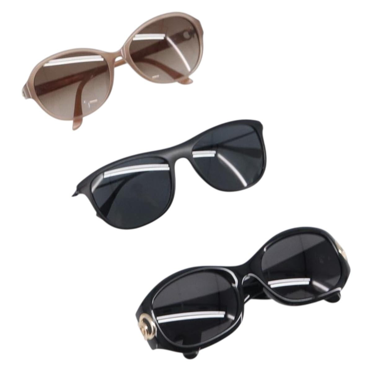 Christian Dior PRADA Salvatore Ferragamo Sunglasses 3 Set Black