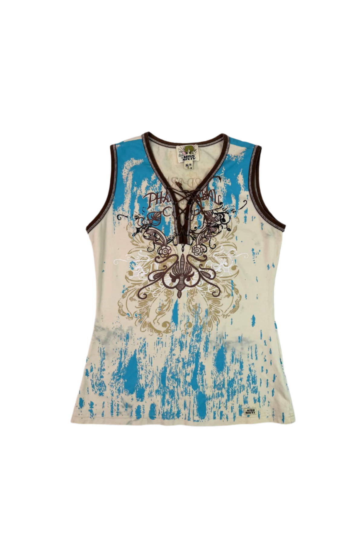 Miss Sixty Women's Large Phard Tribal Concept Sequin Detail Tank Top