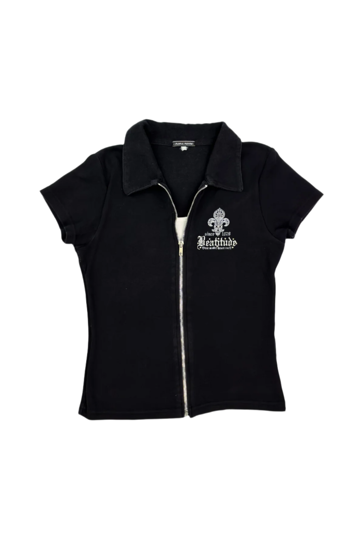Fleur & Parfum Black Zipper Collared Shirt