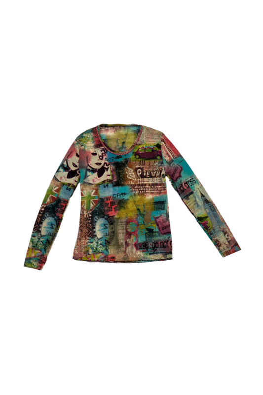 Graphic Mesh Long-Sleeve Shirt
