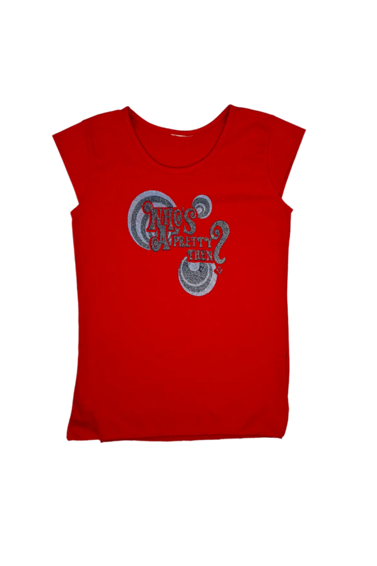 Round-Neck Cap Sleeve T-Shirt with Side Slit
