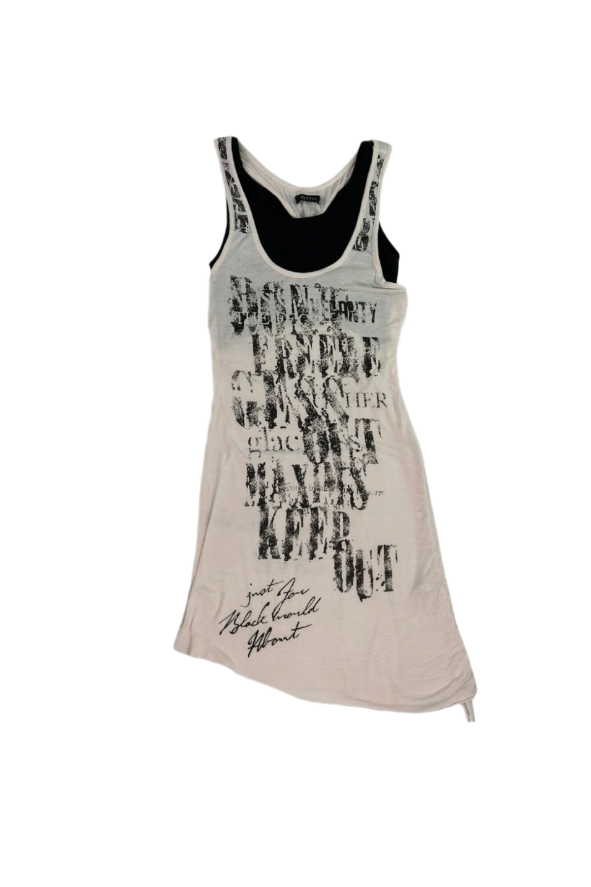 Janiss Layered Slogan Drawstring Side Tank Top