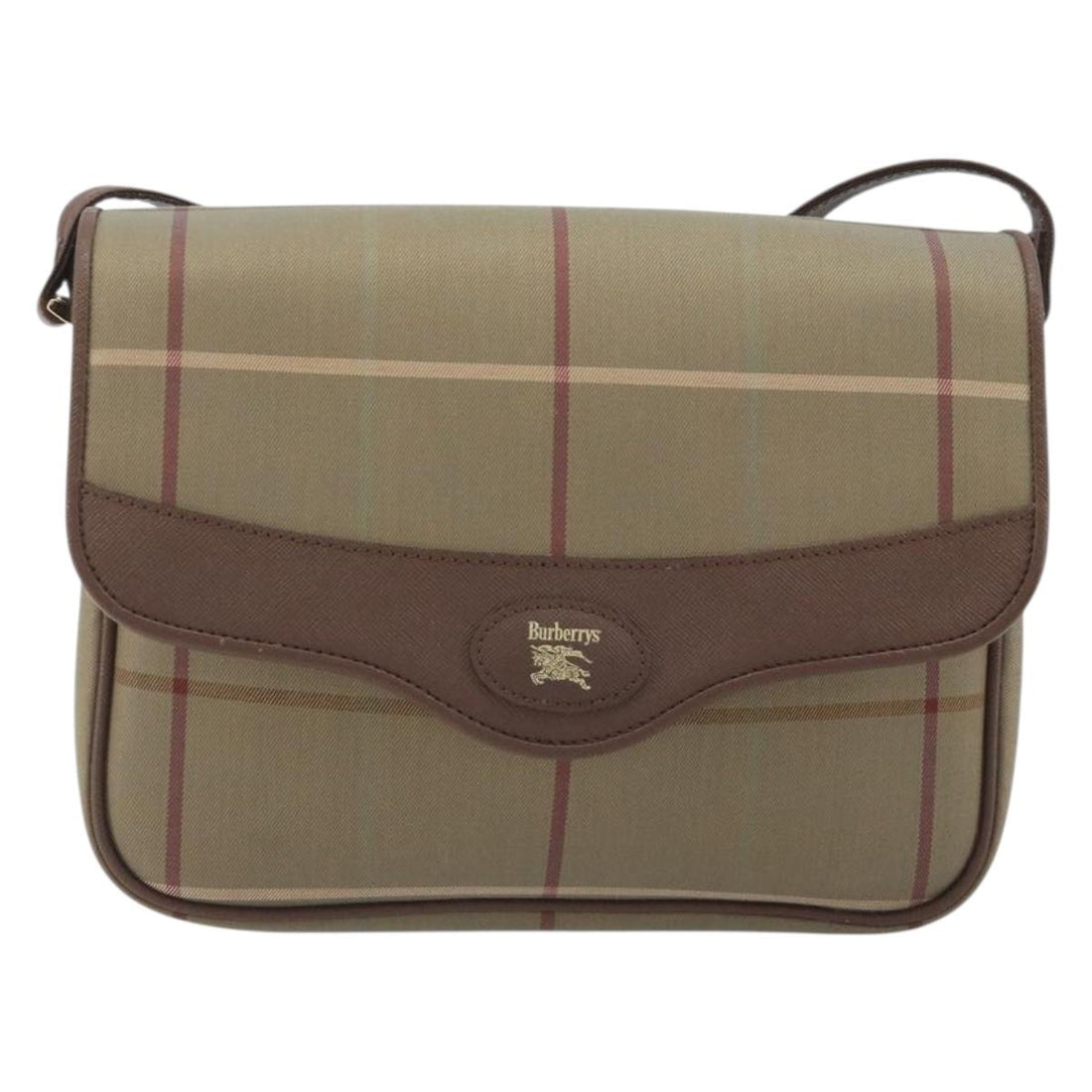 Burberrys Nova Check Shoulder Bag Canvas Beige Gold Tone Auth BA14831